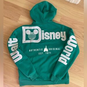 XS Disney World Authentic Original Est 1971 zip-up hoodie teal oversized NEW